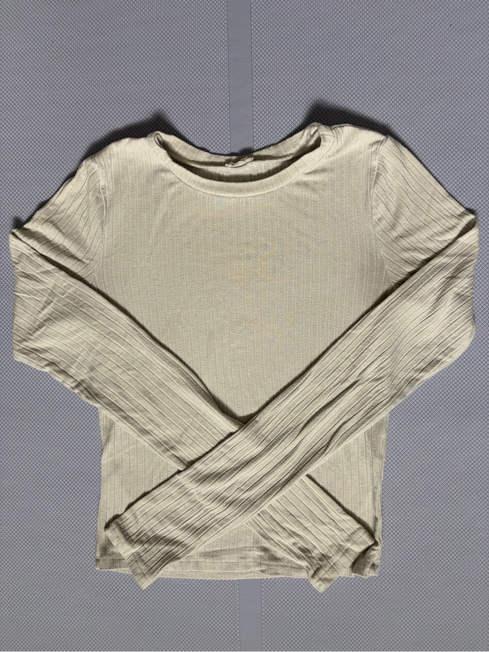 Garage Cream Ribbed Long Sleeve Tee